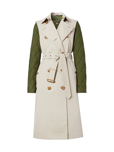 Shop Burberry Rothes 2-piece Quilted Warmer & Sleeveless Trench Coat In Stone