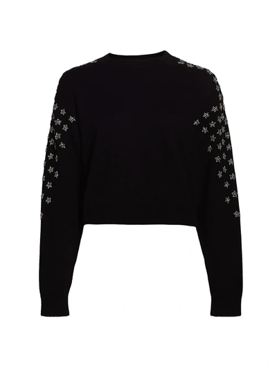 Shop The Kooples Women's Star Print Wool-cashmere Sweater In Black