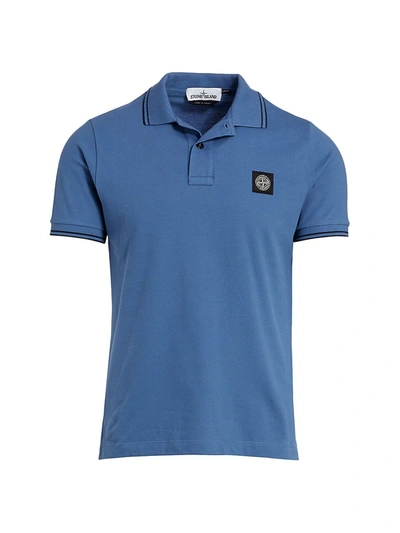Shop Stone Island Classic Pique Polo Shirt In Periwinkle