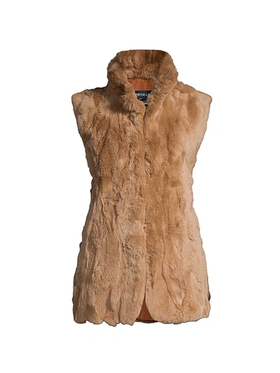 Shop Adrienne Landau Women's Textured Rabbit Fur Vest In Luggage