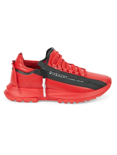 Shop Givenchy Men's Spectre Side-zip Leather Sneakers In Red Black