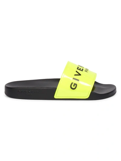 Shop Givenchy Women's Logo Neon Pool Slides In Fluo Yellow