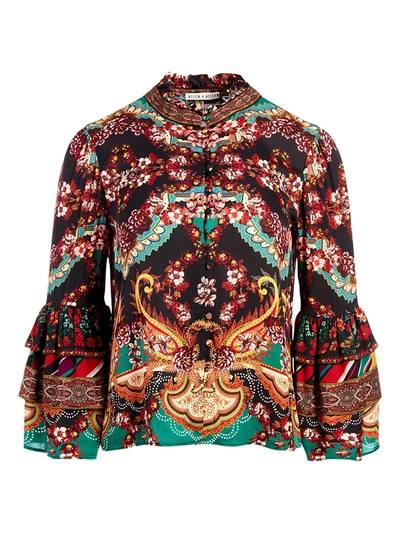 Shop Alice And Olivia Women's Liberty Tiered Ruffle Blouse In Spellbound Multi