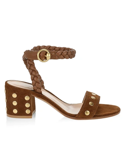 Shop Gianvito Rossi Agnes Studded Suede Sandals In Texas Cuoio