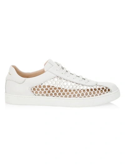 Shop Gianvito Rossi Helena Mesh Leather Sneakers In White Multi