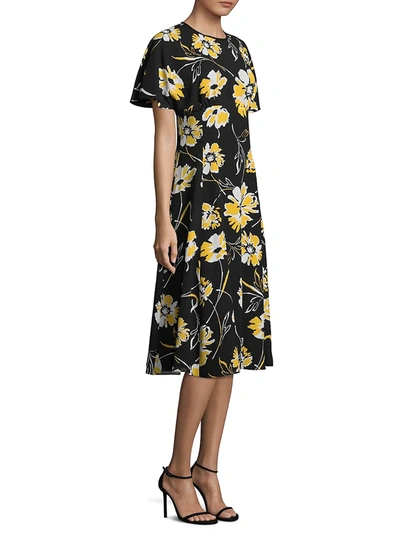 Shop Michael Kors Women's Silk Floral Dress In Lemon Multi