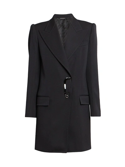 Shop Givenchy Women's Fitted Safety Pin Wool-blend Coat In Black