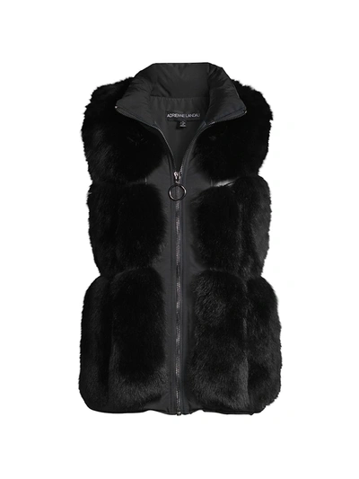 Shop Adrienne Landau Fox Fur & Nylon Sectioned Vest In Black