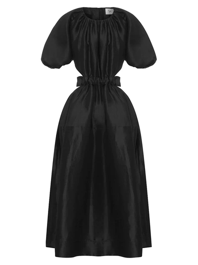 Shop Aje Women's Waist Cutout Midi Dress In Onyx
