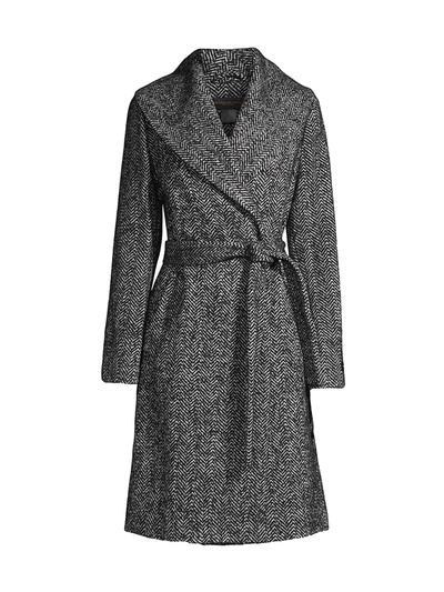 Shop Donna Karan Oversized Wool Tweed Coat In Black White