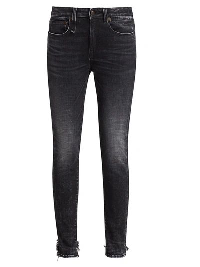 Shop R13 Women's Alison Fray-hem Stretch Skinny Jeans In Morrison Black