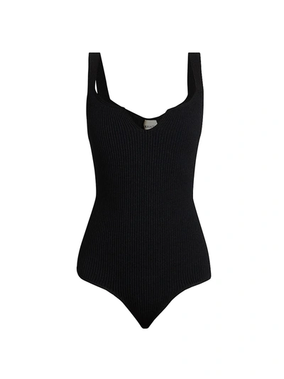 Shop Khaite Women's Yves Rib-knit Bodysuit In Black