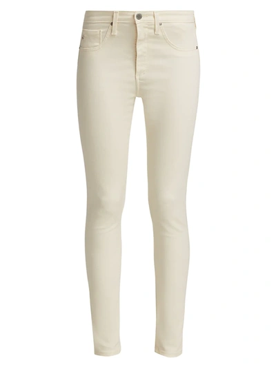 Shop Ag Farrah Mid-rise Stretch Seamless Skinny Jeans In Ivory Dust
