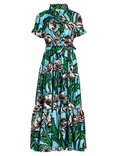 Shop La Doublej Long And Sassy Maxi Dress In Big Blooms Turchese