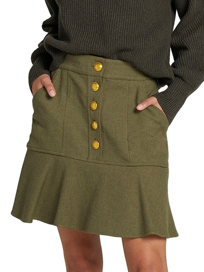Shop A.l.c Marnell Button Skirt In Light Army
