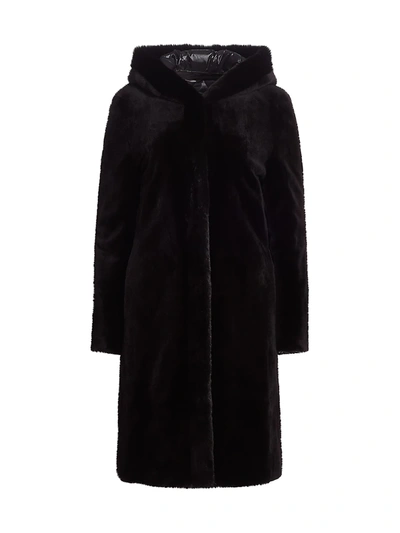 Shop The Fur Salon Reversible Mink Fur Hooded Jacket In Plum Black