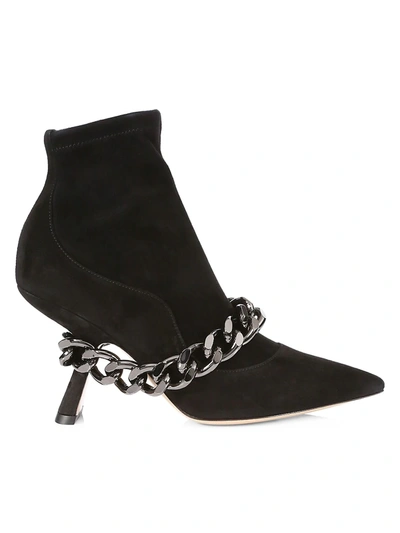 Shop Nicholas Kirkwood Women's Lea Chain-trimmed Suede Ankle Boots In Black