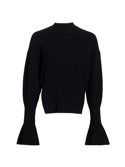Shop Alexander Wang Bell-sleeve Knit Wool Sweater In Black