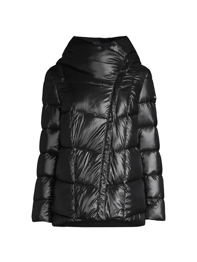 Shop Donna Karan Stand Collar Down Puffer Coat In Black