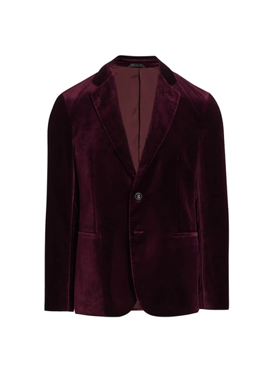 Shop Giorgio Armani Men's Solid Velvet Dinner Jacket In Merlot