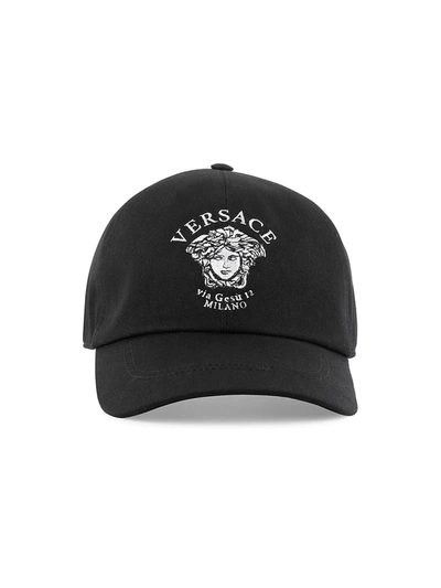 Shop Versace Medusa Logo Baseball Cap In Black