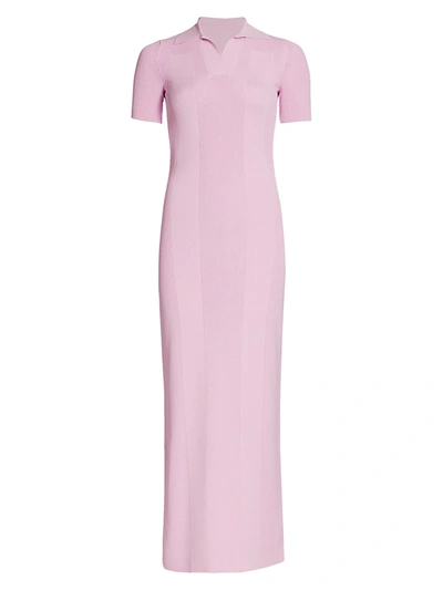 Shop Jacquemus Women's Maille Polo Ribbed Maxi Dress In Light Pink