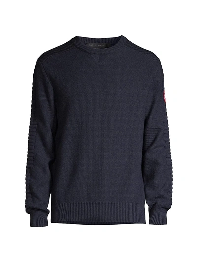 Shop Canada Goose Paterson Ribbed Wool Sweater In Navy