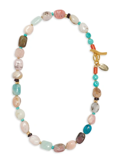 Shop Lizzie Fortunato Women's Heroine 18k Goldplated & Multi-stone Beaded Necklace In Pink