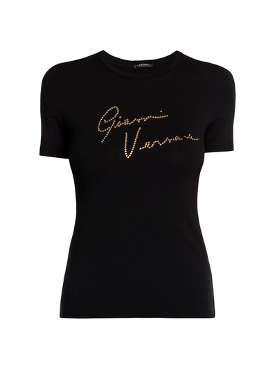 Shop Versace Gv Signature T-shirt In Black
