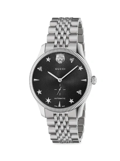 Shop Gucci Men's Stainless Steel Bracelet Watch In Silver Black