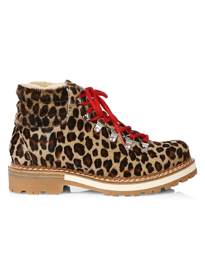 Shop Montelliana Women's Marlen Shearling-lined Leopard-print Calf Hair Hiking Boots In Animal