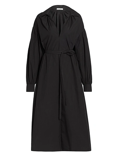 Shop Co Essentials Belted Poplin Midi Dress In Black