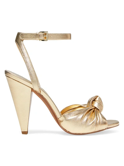 Shop Michael Michael Kors Women's Suri Knotted Metallic Leather Sandals In Pale Gold