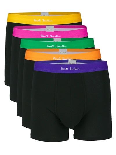 Shop Paul Smith Men's 5-pack Stretch Cotton Boxer Briefs In Black