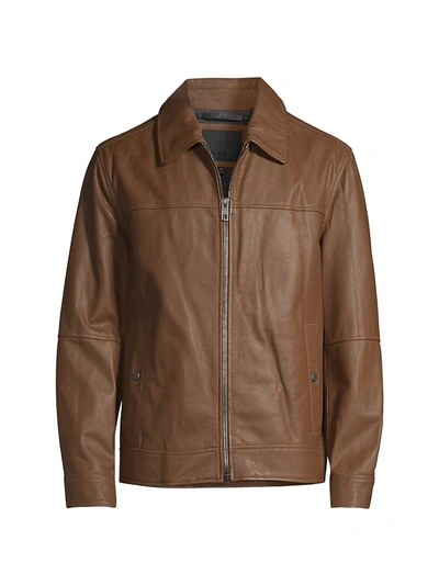Shop Andrew Marc Waxed Leather Shirt Jacket In Whiskey
