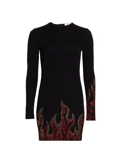 Shop Alexandre Vauthier Women's Crystal Flame Mini Dress In Black