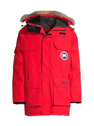 Shop Canada Goose Expedition Coyote Fur-trim Down Parka In Red