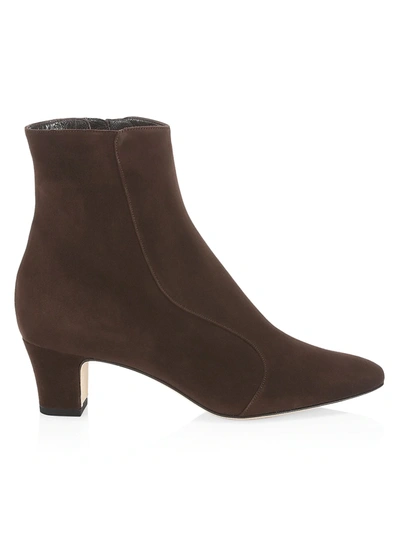 Shop Manolo Blahnik Myconia Suede Ankle Boots In Brown