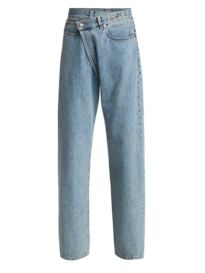 Shop R13 Wide-leg Cross Over Jeans In Slate Blue