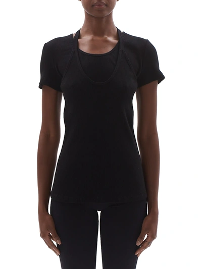 Shop Helmut Lang Women's Layered Halter T-shirt In Basalt Black