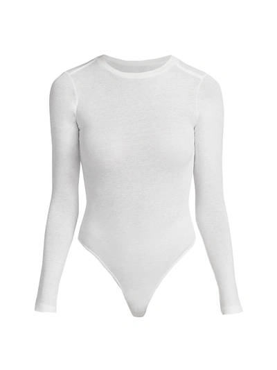 Shop Re/done Long-sleeve Bodysuit In Optic White