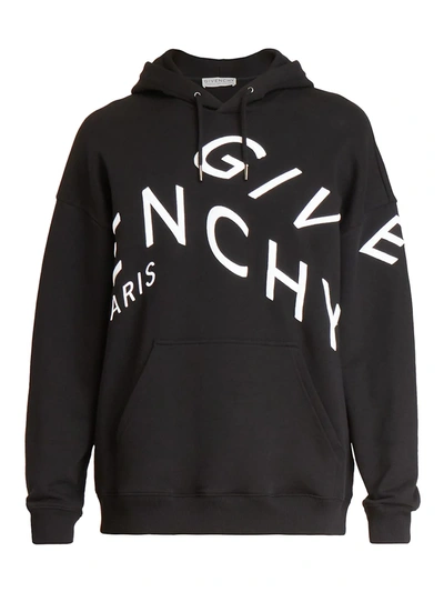 Shop Givenchy Men's Refracted Logo Cotton Hoodie In Black White