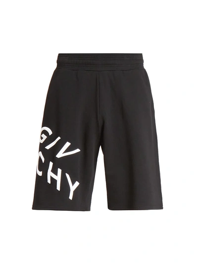 Shop Givenchy Refracted Logo Cotton Shorts In Black White