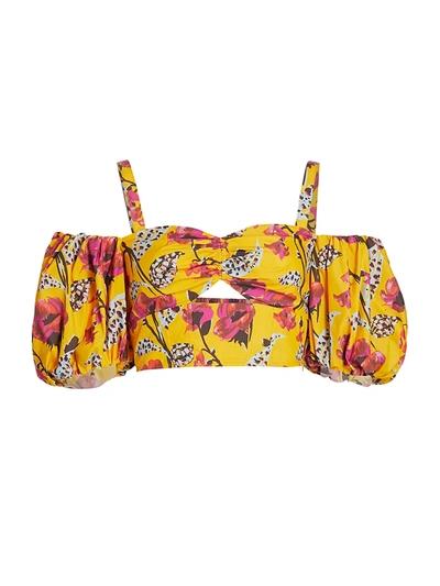 Shop A.l.c Melody Off-the-shoulder Cropped Top In Yellow Multi