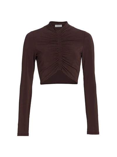 Shop A.l.c Anne Ruched Cropped Top In Brown