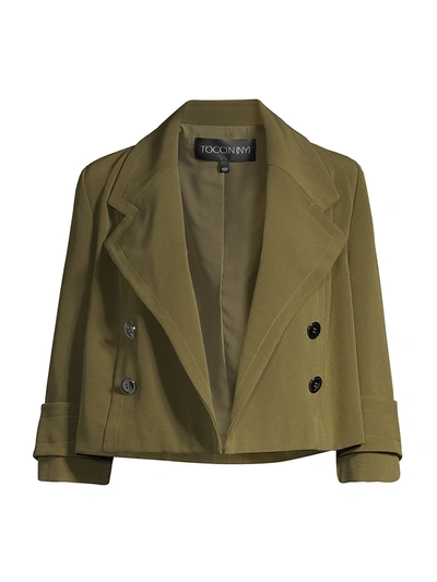 Shop Toccin Women's Cropped Double-breasted Jacket In Olive