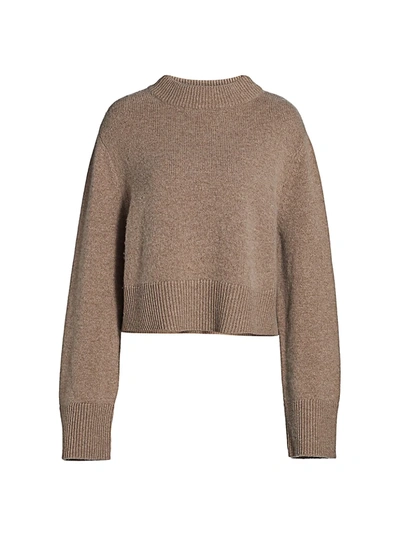 Shop Co Boxy Crop Wool & Cashmere Sweater In Taupe