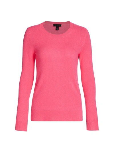Shop Saks Fifth Avenue Collection Cashmere Roundneck Sweater In Camelia Rose