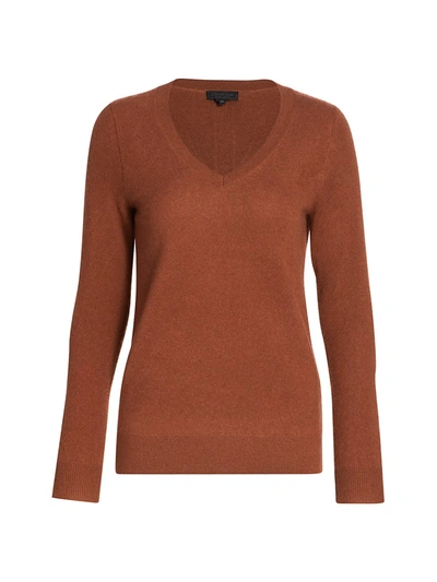Shop Saks Fifth Avenue Collection Cashmere V-neck Sweater In Cedar Brown
