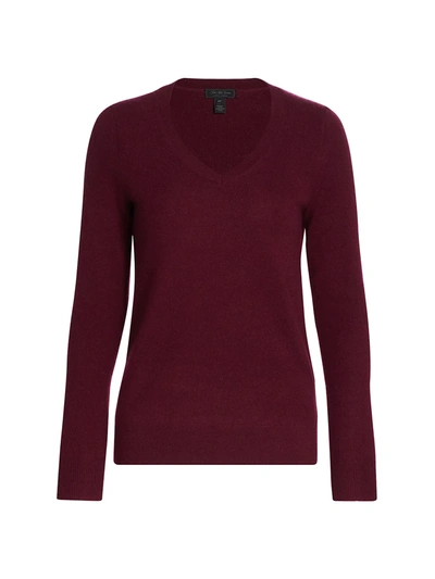 Shop Saks Fifth Avenue Collection Cashmere V-neck Sweater In Deep Merlot